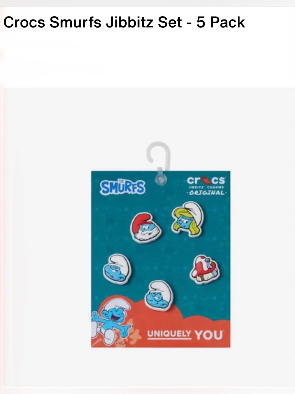 *new* Crocs Smurfs 5-Pack Jibbitz Charms - Blue